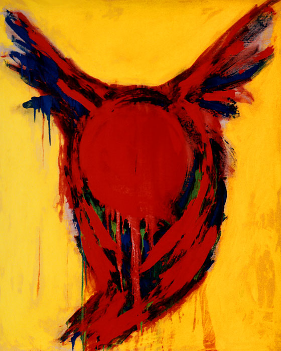 Naidos's bird, acrylic on canvas on large canvas, figurative abstract,expressive art, bright colours, 98, sold