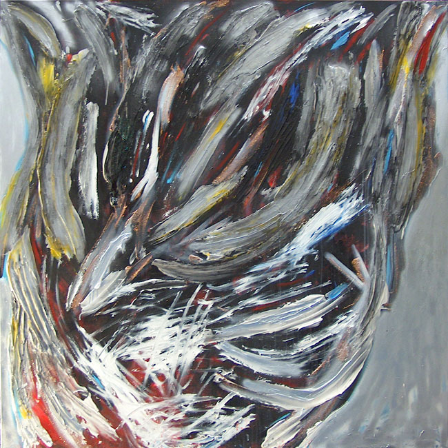 Naidos's bird, mixed media on large canvas, 2006, figurative abstract, expressive painting, inspiring